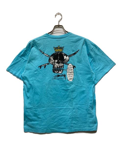 stussy（ステューシー）stussy (ステューシー) クラウンスカルヘッドTシャツ ブルー サイズ:XLの古着・服飾アイテム