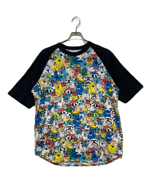 stussy（ステューシー）stussy (ステューシー) ラグランキャラクターTシャツ ブラック サイズ:XLの古着・服飾アイテム