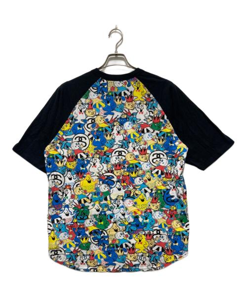 stussy（ステューシー）stussy (ステューシー) ラグランキャラクターTシャツ ブラック サイズ:XLの古着・服飾アイテム
