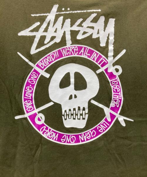 stussy（ステューシー）stussy (ステューシー) スカルプリントTシャツ / プリントTシャツ グリーン サイズ:XLの古着・服飾アイテム