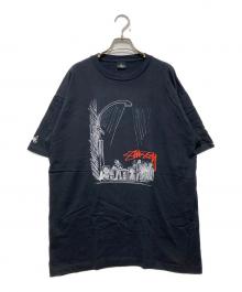 stussy CUSTOMADE×CRASH（ステューシー×クラッシュ）の古着「ドローイングプリントTシャツ / プリントTシャツ」｜ブラック