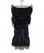 ISSEY MIYAKEイッセイミヤケ）の古着「アシンメトリーギャザースカート」｜ブラック