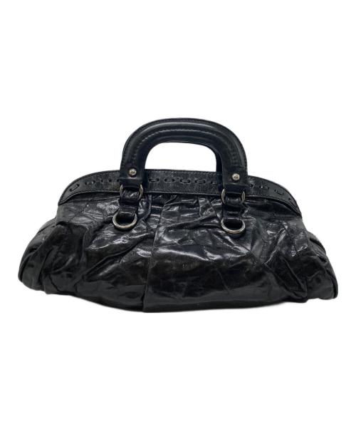 DOLCE & GABBANA（ドルチェ＆ガッバーナ）DOLCE & GABBANA (ドルチェ＆ガッバーナ) プレートチャーム付ハンドバッグ ブラックの古着・服飾アイテム