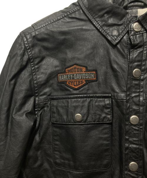 HARLEY-DAVIDSON（ハーレーダビッドソン）HARLEY-DAVIDSON (ハーレーダビッドソン) LEATHER SHIRTJACKET ブラック サイズ:Mの古着・服飾アイテム