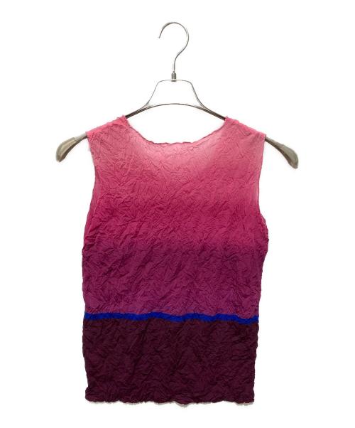 ISSEY MIYAKE（イッセイミヤケ）ISSEY MIYAKE (イッセイミヤケ) ノースリーブグラデーションブラウス ピンク×パープル サイズ:不明の古着・服飾アイテム