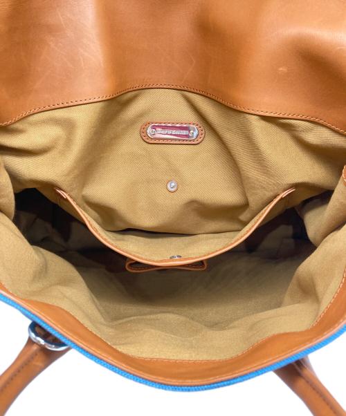RALPH LAUREN（ラルフローレン）RALPH LAUREN (ラルフローレン) リッキー / 2WAY / キャンバス×レザー切替  / トートバッグ ブルー×ブラウンの古着・服飾アイテム
