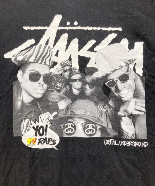 stussy（ステューシー）stussy (ステューシー) Yo!MTV Raps Tee / プリントTシャツ ブラック サイズ:XLの古着・服飾アイテム