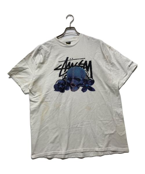 stussy（ステューシー）stussy (ステューシー) デニムスカルプリントT / プリントTシャツ ホワイト サイズ:XLの古着・服飾アイテム