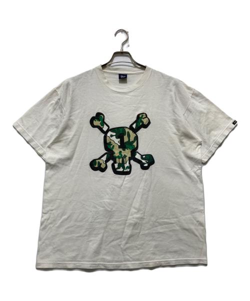 stussy（ステューシー）stussy (ステューシー) カモフラスカルTシャツ / プリントTシャツ ホワイト サイズ:XLの古着・服飾アイテム