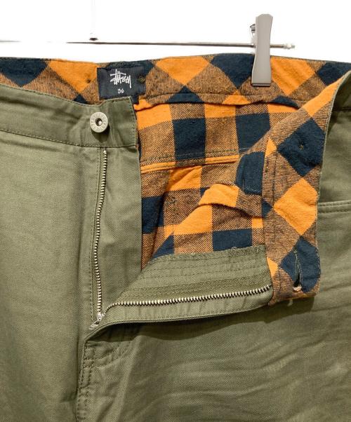 stussy（ステューシー）stussy (ステューシー) 裏チェックワークパンツ オリーブ サイズ:36の古着・服飾アイテム