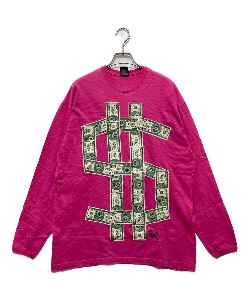 stussy（ステューシー）stussy (ステューシー) Gear Money L/S Tee / プリントカットソー / ロングスリーブカットソー ピンク サイズ:XLの古着・服飾アイテム