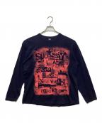 stussyステューシー）の古着「都市プリント長袖Tシャツ / ロングスリーブカットソー」｜ネイビー