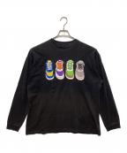 stussyステューシー）の古着「スニーカープリント長袖Tシャツ / ロングスリーブカットソー」｜ブラック