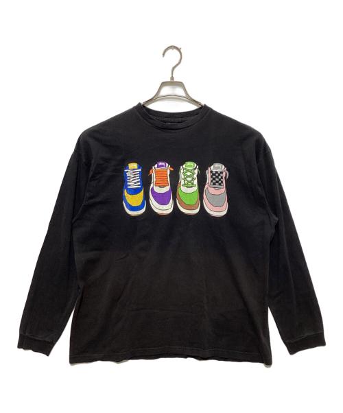 stussy（ステューシー）stussy (ステューシー) スニーカープリント長袖Tシャツ / ロングスリーブカットソー ブラック サイズ:XLの古着・服飾アイテム