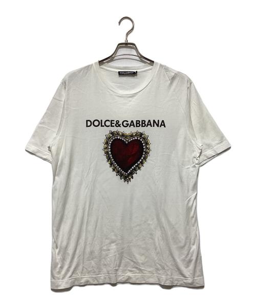 DOLCE & GABBANA（ドルチェ＆ガッバーナ）DOLCE & GABBANA (ドルチェ＆ガッバーナ) ハートプリントTシャツ ホワイト サイズ:50の古着・服飾アイテム