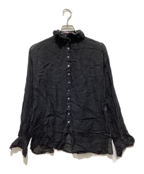 yunahica（ユナヒカ）yunahica (ユナヒカ) リネンフリルシャツ ブラック サイズ:2の古着・服飾アイテム