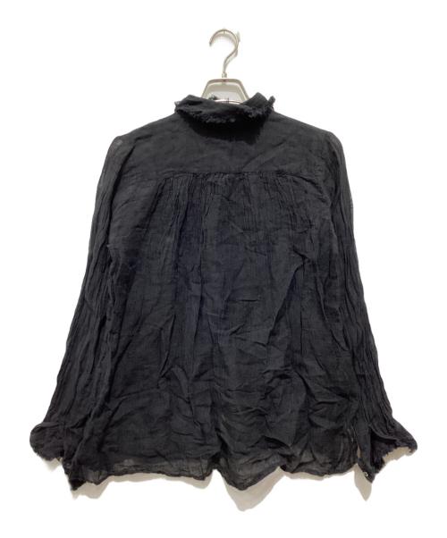 yunahica（ユナヒカ）yunahica (ユナヒカ) リネンフリルシャツ ブラック サイズ:2の古着・服飾アイテム