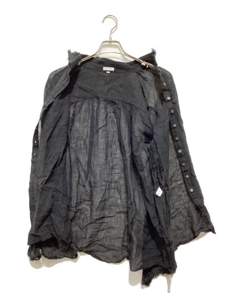 yunahica（ユナヒカ）yunahica (ユナヒカ) リネンフリルシャツ ブラック サイズ:2の古着・服飾アイテム