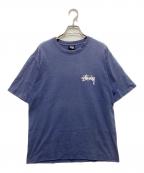 stussyステューシー）の古着「フラワープリントTシャツ」｜ブルー