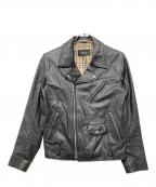 BURBERRY BLACK LABELバーバリーブラックレーベル）の古着「ノバチェックライナーダブルライダースジャケット」｜ブラック