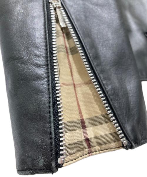 BURBERRY BLACK LABEL（バーバリーブラックレーベル）BURBERRY BLACK LABEL (バーバリーブラックレーベル) ノバチェックライナーダブルライダースジャケット ブラック サイズ:Mの古着・服飾アイテム