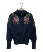 Ameriアメリ）の古着「CROSS STITCH MESH KNIT TOP」｜ブラック