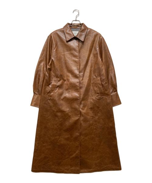 Ameri（アメリ）Ameri (アメリ) CRASH FAKE LEATHER COAT クラッシュフェイクレザーコート ブラウン サイズ:Mの古着・服飾アイテム
