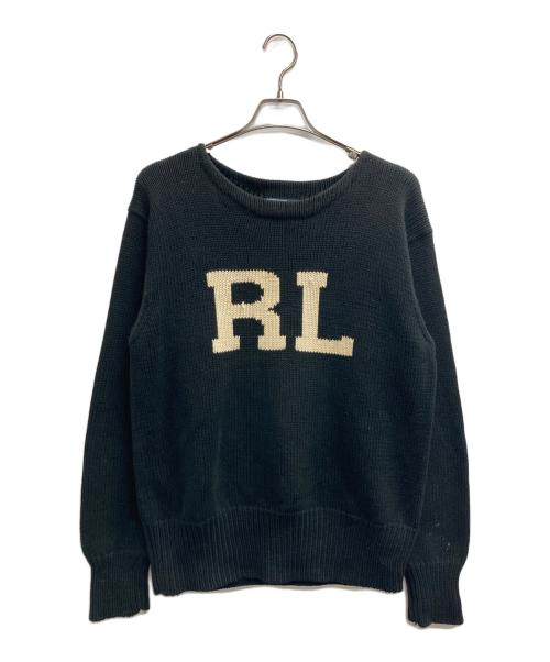 POLO RALPH LAUREN（ポロ・ラルフローレン）POLO RALPH LAUREN (ポロ・ラルフローレン) エルボーパッチRLロゴニット ブラック サイズ:XLの古着・服飾アイテム