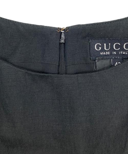 GUCCI（グッチ）GUCCI (グッチ) シルクリネンノースリーブワンピース ブラック サイズ:42の古着・服飾アイテム