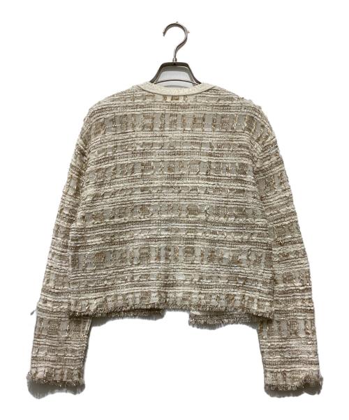 BALLSEY（ボールジィ）BALLSEY (ボールジィ) マテリアルミックスツイード ショートカーディガン ベージュ サイズ:Sの古着・服飾アイテム