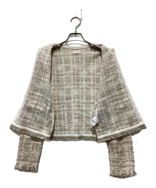 BALLSEY（ボールジィ）BALLSEY (ボールジィ) マテリアルミックスツイード ショートカーディガン ベージュ サイズ:Sの古着・服飾アイテム