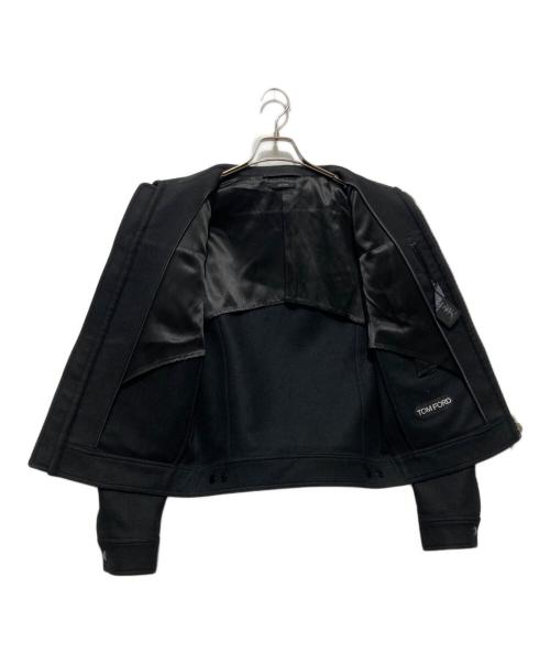 TOM FORD（トムフォード）TOM FORD (トムフォード) メルトンレザーパイピングジャケット ブラック サイズ:Lの古着・服飾アイテム
