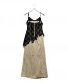 JOSE MOONジョゼムーン）の古着「LACE DOCKING DRESS」｜ベージュ×ブラック