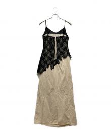 JOSE MOON（ジョゼムーン）の古着「LACE DOCKING DRESS」｜ベージュ×ブラック