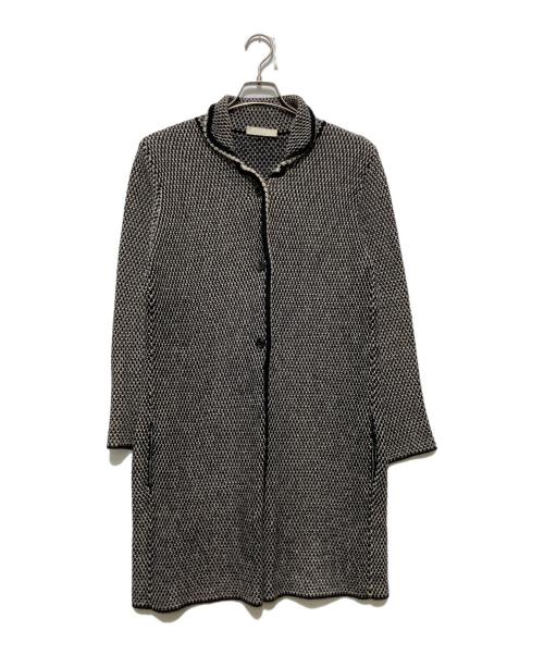 'S Max Mara（エスマックスマーラ）'S Max Mara (エスマックスマーラ) カシミヤ混ニットコート ブラック×アイボリー サイズ:Lの古着・服飾アイテム