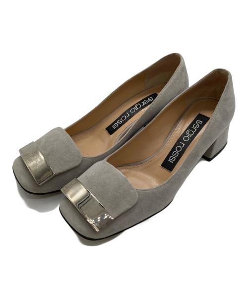 sergio rossi（セルジオロッシ）sergio rossi (セルジオロッシ) スクエアトゥーパンプス / スウェードパンプス グレー サイズ:35 1/2の古着・服飾アイテム