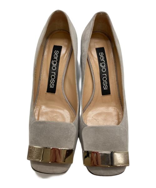 sergio rossi（セルジオロッシ）sergio rossi (セルジオロッシ) スクエアトゥーパンプス / スウェードパンプス グレー サイズ:35 1/2の古着・服飾アイテム