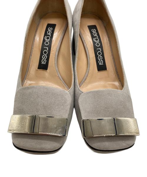 sergio rossi（セルジオロッシ）sergio rossi (セルジオロッシ) スクエアトゥーパンプス / スウェードパンプス グレー サイズ:35 1/2の古着・服飾アイテム