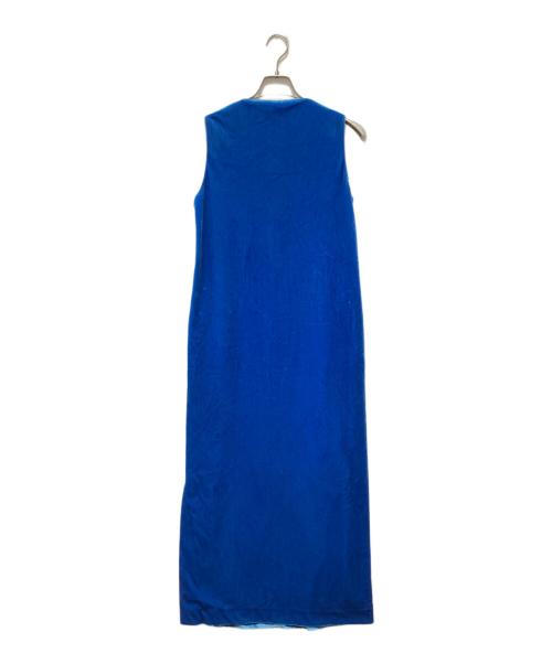 CABAN（キャバン）CABAN (キャバン) ソフトベロア Vネックロングワンピース ブルー サイズ:Sの古着・服飾アイテム