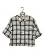 MARGARET HOWELLマーガレットハウエル）の古着「LARGE CHECK LINEN」｜ホワイト×ブラック