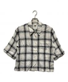 MARGARET HOWELL（マーガレットハウエル）の古着「LARGE CHECK LINEN」｜ホワイト×ブラック