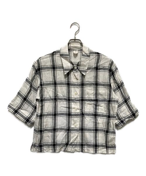 MARGARET HOWELL（マーガレットハウエル）MARGARET HOWELL (マーガレットハウエル) LARGE CHECK LINEN ホワイト×ブラック サイズ:Ｓの古着・服飾アイテム
