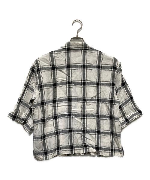 MARGARET HOWELL（マーガレットハウエル）MARGARET HOWELL (マーガレットハウエル) LARGE CHECK LINEN ホワイト×ブラック サイズ:Ｓの古着・服飾アイテム
