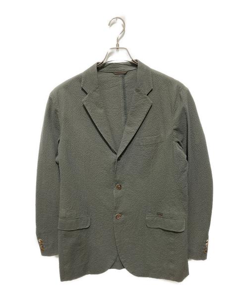 PAPAS（パパス）PAPAS (パパス) シアサッカーテーラードジャケット カーキ サイズ:Mの古着・服飾アイテム