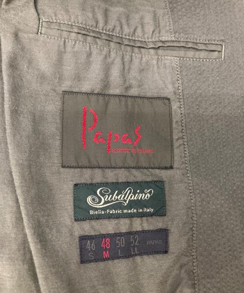 PAPAS（パパス）PAPAS (パパス) シアサッカーテーラードジャケット カーキ サイズ:Mの古着・服飾アイテム