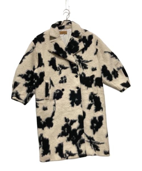 Ameri（アメリ）Ameri (アメリ) UND SHADOW FLOWER WOOL COAT / ウール混コート / 総柄コート ホワイト×ブラック サイズ:Mの古着・服飾アイテム