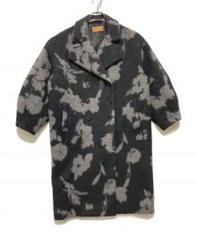 Ameri（アメリ）の古着「UND SHADOW FLOWER WOOL COAT / ウール混コート / 総柄コート」｜ブラック×グレー