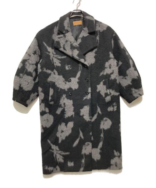 Ameri（アメリ）Ameri (アメリ) UND SHADOW FLOWER WOOL COAT / ウール混コート / 総柄コート ブラック×グレー サイズ:Mの古着・服飾アイテム
