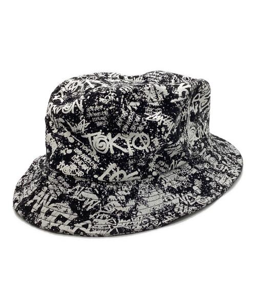 stussy hats（ステューシー）stussy hats (ステューシー) バケットハット ブラック×ホワイトの古着・服飾アイテム