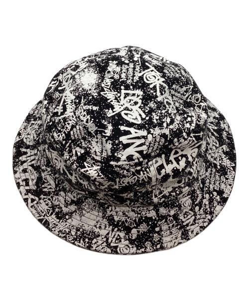 stussy hats（ステューシー）stussy hats (ステューシー) バケットハット ブラック×ホワイトの古着・服飾アイテム